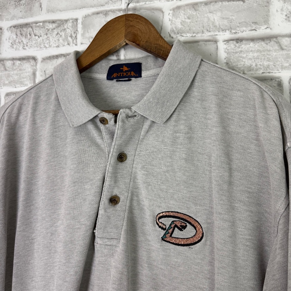 Arizona Diamondbacks Throwback Antigua Logo Heather Gray Polo Shirt Mens Large - Picture 2 of 7